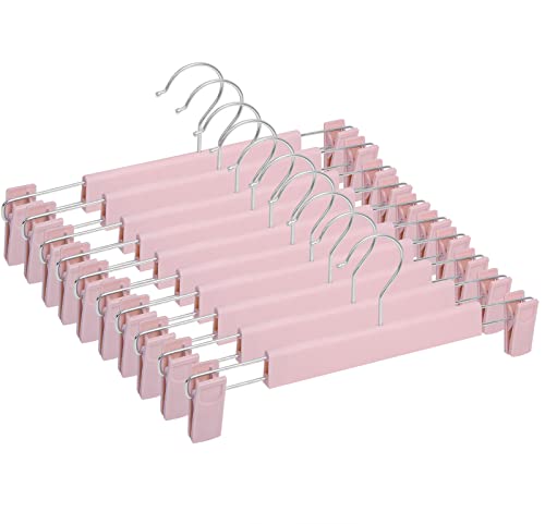 Perchas de pantalones con clips, perchas de falda para mujer, ganchos de plástico para pantalones, perchas de ropa (paquete de 30, rosa) Cover