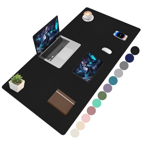 Niviy Alfombrilla Escritorio XXL Tapete Escritorio de Cuero PU Impermeable, Protector de Escritorios Antideslizante Protector Mesa para Oficina y Hogar 120x60cm Negro