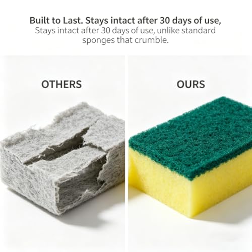 Image of Heavy Duty Scrub Sponges for Dishwashing Kitchen Sponges Non-Scratch Dual-Sided Scrubbing Sponges for Dishes, Pot, Pan, Bathroom and Household Cleaning,24 Pack