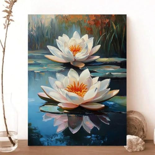 Toile murale fleur de lotus blanche 40x60 cm art zen sans cadre - 4