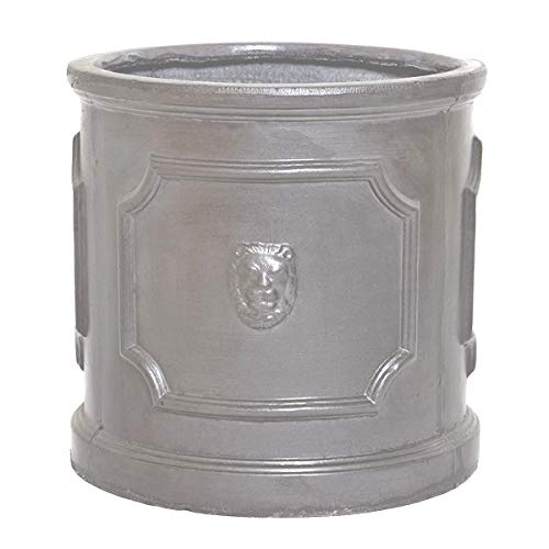 Round Wood Clayfibre - Lion Head Cylinder Planter - Silver - 450 � x 450 (H) mm
