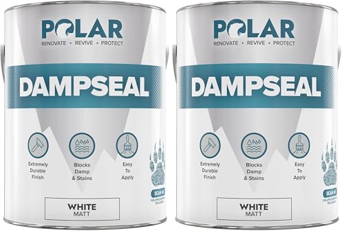 Polar Damp Seal Paint - 2.5L, White - Primer & Topcoat for Indoor Walls & Ceilings - Mould Resistant Stain Blocker Paint - Quick Drying for Wood, Plaster, Cement and Stone - Matt Finish (Pack of 2) option