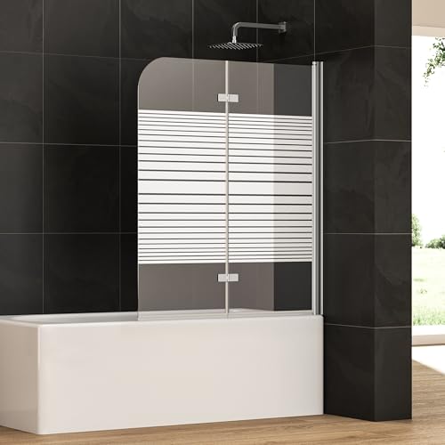 120x140cm 2-teilig Faltbare Badewanne Duschwand | 6mm ESG-GLAS Duschabtrennung | Trockene-Nasse-Trennung | Leicht Installierbar
