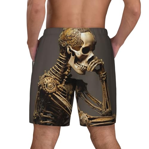 Interesting Skeleton Men's Soft Double Swim Shorts, Lounge Swiming Shorts Pants Breathable Summer4