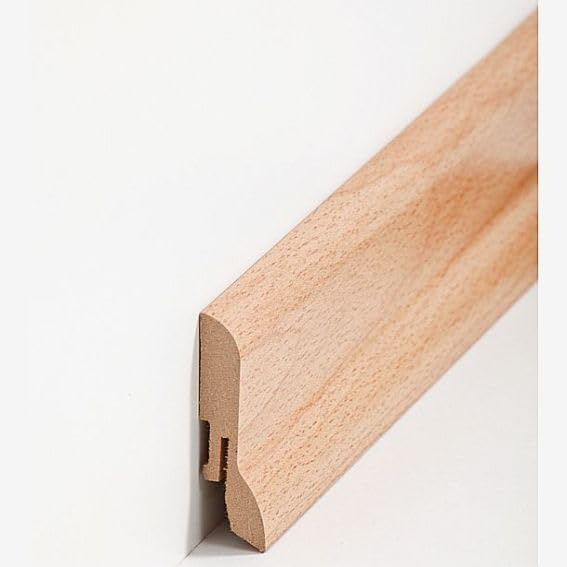 Listwa przypodłogowa z płyty MDF, 20 x 60 x 2500 mm, rdzeń MDF, foliowany, buk, do klejenia, wkręcania i gwoździ, listwa przypodłogowa na klik, 62,5 m, 25 sztuk