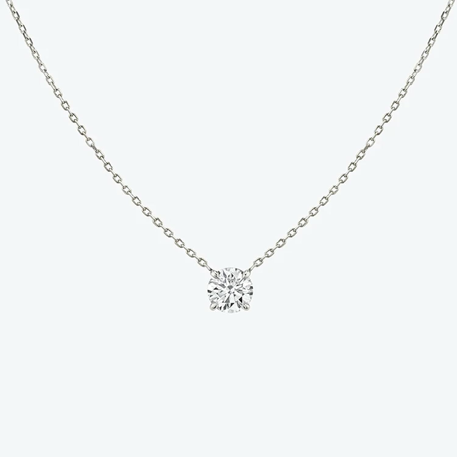 14Kソリッドゴールドソリティアラウンドダイヤモンドチョーカーペンダントネックレスジュエリー