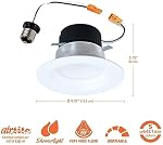 Halo luminaire encastré LED de 4 po avec 5 températures de couleur sélectionnables, lumière dimmable pour rénovation de plafond LT4069FS1EWHR
