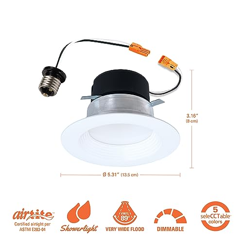 Image of HALO LT 4 inch LED recessed Can Light Trim, 5 CCT, Dimmable, 700lm