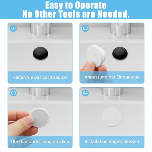 9 Stück Waschbecken Überlauf Abdeckung, Überlaufabdeckungen für Waschbecken Gummi, Wiederverwendbare Waschbecken Überlauf, für Meisten Waschbeckenverkleidung mit 22–24 mm, Küche, Badewanne