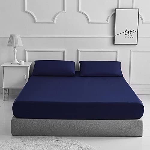 Comfort Collections Fitted Bed Sheet With FREE MATCHING 2 X PILLOW CASES Poly Cotton Percale Easy Care Plain Dyed Bed Sheet Black Small Double 4FT