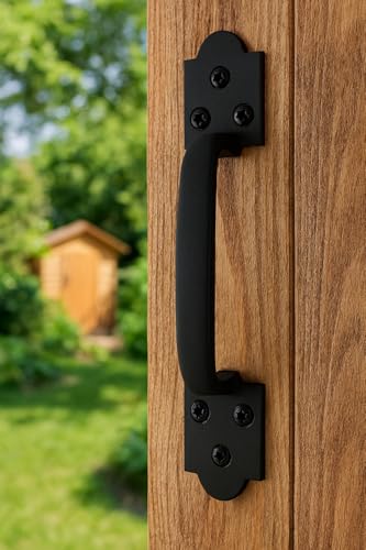 Image of 9 Inch Spade Barn Door Handle - Black Cast Iron Pull for Sliding Doors, Gates, Sheds, Fences, Closets - Indoor Outdoor Farmhouse Hardware