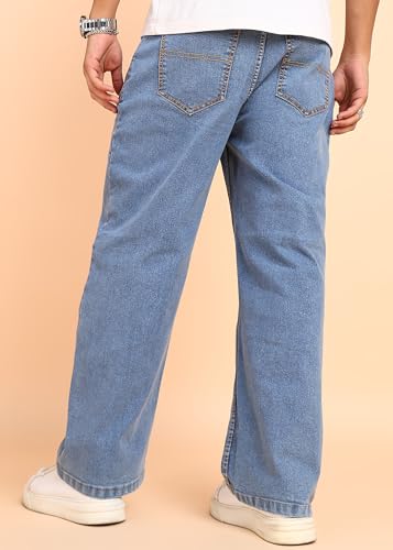Image of MONTREZ Straight Fit Men Blue Mid Rise Jeans
