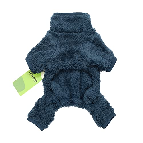 Fitwarm Dog Fuzzy Velvet Pajamas, Dog Winter Clothes For Small Dogs Boy Girl, Pet Jumpsuit, Cat Apparel, Navy Blue, Large #TOP1