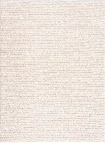 BoutiqueRugs Ivory Grid Contemporary 8x10 Large Area Rug High-Pile Textured