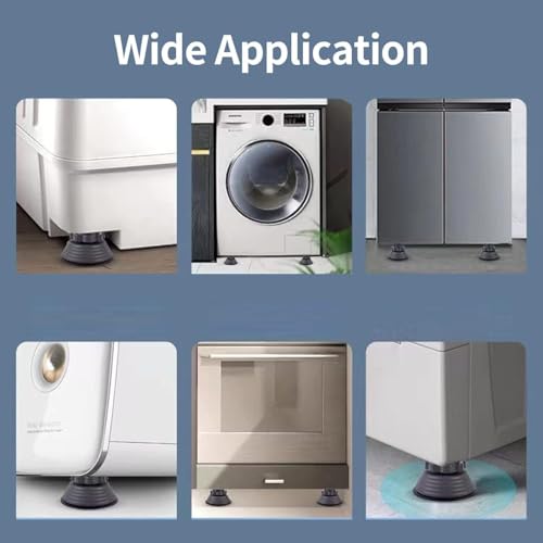 Image of Rainspire Anti Vibration Pads for Washing Machine, Adjustable Height Anti Slip Rubber Feet Pads, Noise Reduction Washer Dryer Support Stand, Heavy Duty Appliance Shock Absorber for Fridge, Dishwasher, Furniture (Set of 4)