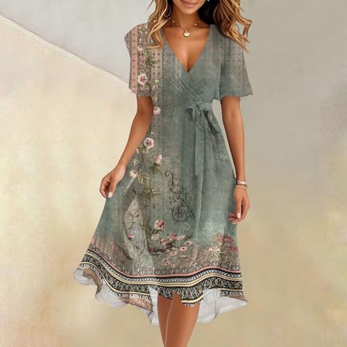 Spring Summer Chiffon Midi Dresses for Women 2025 Elegant Classy Wedding Guest Floral Formal Cocktail Prom Dress