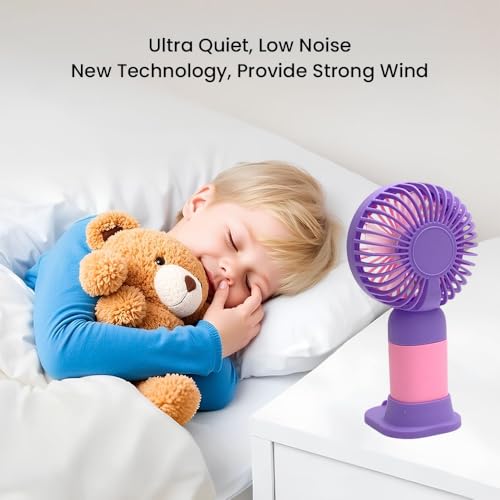 Image of FelinarMini Rechargeable Hand Fan | 3 Speed USB Portable Fan | 2-in-1 Handheld & Desk Fan | Pocket Charging Fan for Men & Women | Travel Office Outdoor | Purple