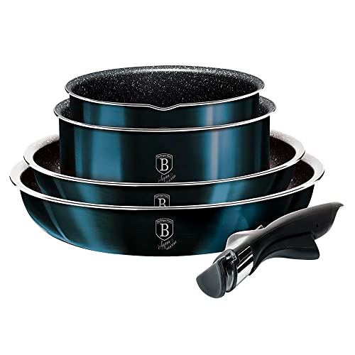 Berlinger Haus Aquamarine Batería Cocina Inducción 9 Piezas, Mango Extraíble Intercambiable,...