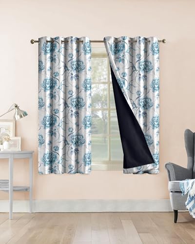 Image of Cloth Fusion Printed 100% Blackout Window Curtains 5 Feet Long Set of 2