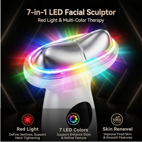 GlowFars Cold Heat Facial Massager for Face & Neck, Wireless Face Massager Tool with Gua Sha, Face Sculpting Tool to Reduce Puffiness, Tighten Jowls, Lift & Glow, Gentle Daily Skincare Device