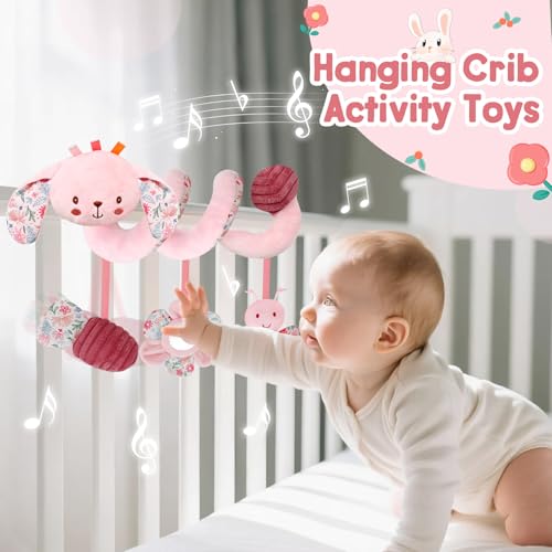 Image of TSYAN Car Seat Toys for Babies 0-6 Months Boy,Baby Spiral Hanging Plush Activity Toys Thank You Gifts for Newborn 0 3 6 9 12 Months Baby Boys Girls