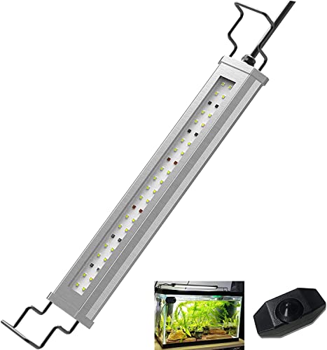 Lumini Luz LED para acuario, 32 ~ 62 cm, luz para tanque plantada de agua dulce, luz de acuario de espectro completo para tanque de peces de algas refugio, con kits colgantes (bar15 h de agua dulce) Cover