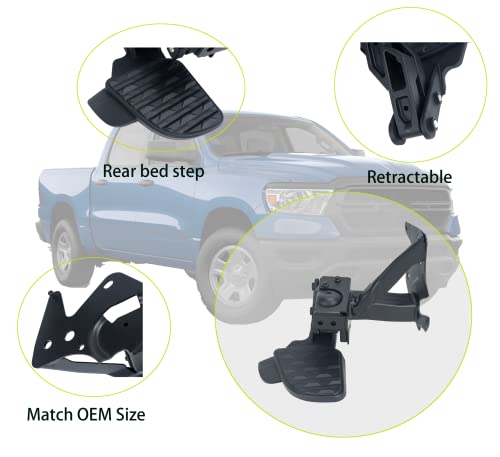 Partzer Bed Step Retractable Bumper Truck Tailgate Step Compatible With 2019-2022 Dodge Ram 1500Dt(New Body Style) Replaces 82215289Ag 82215289Ah #TOP3