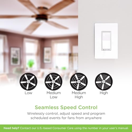 Image of Enbrighten Z-Wave Fan Control Switch, Paddle, White & Light Almond, 1 Pack | Line /Load Swapping, Adjust Fan Speed, Interchangeable Paddles, Hub Required, Works with Alexa & Google Home