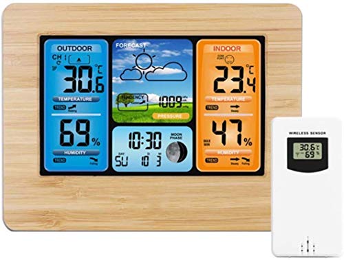 Wanduhren, Innenthermometer, Wetterstation Digitales Thermometer Hygrometer Drahtloser Sensor Vorhersage Temperaturuhr Wandschalter Wecker