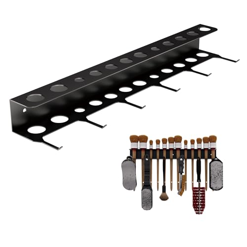 Porte-brosse mural pour garage et organiseur d'outils avec 12 emplacements et crochets