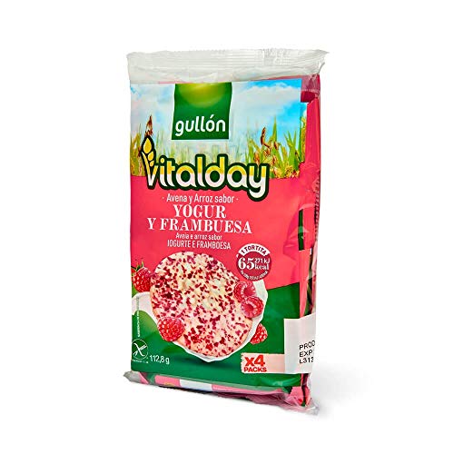 Gullón Tortitas de Arroz Integral, Yogur y Frambuesa Vitalday Pack de 4, 112.8g Cover
