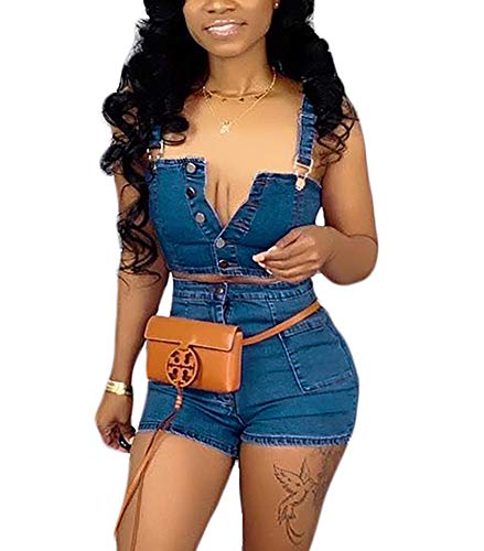 DINGANG Denim Crop Top And Shorts Set for Women 2 Piece Outfits Jeans Pants Set