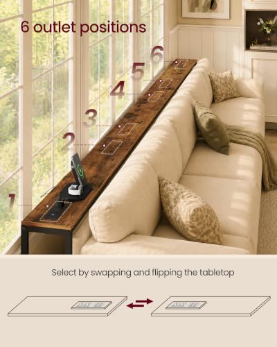 Image of VASAGLE 106.3 inchConsole Table, 25.2-35.2 inchHeight Adjustable, with Power Outlet