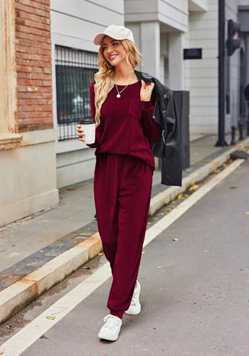 Ekouaer Womens Pajamas Sets Long Sleeve Soft Sleepwear 2 Piece Velvet Pjs Lounge Sets with Pockets