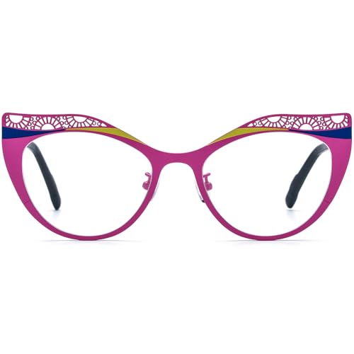 Image of FONEX Colorful Pure Titanium Glasses Frame Women Retro Round Eyeglasses