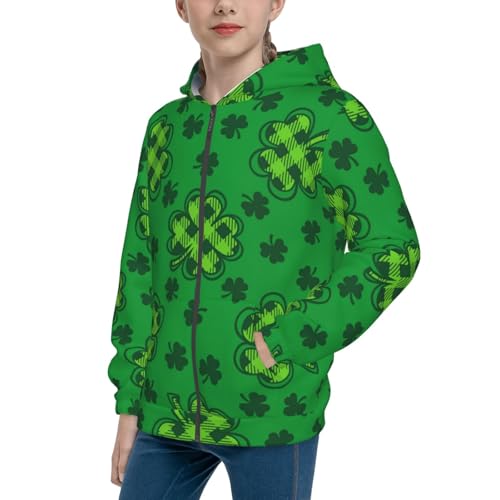 St Patrick's Day5 Kid Hoodies Boys Zip Up Sweatshirts Girls Pullover with Pocket