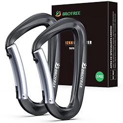 Brotree Mosquetón Resistente 12KN (1200 kg) Mosque...: 【Calidad Superior y Libre de óxido】Estos mosquetones en tipo d están hechos de aluminio aeroespacial 7075 de grado superior. El material inoxidable es ideal para actividades al aire libre. 【Ligero y Resistente】Cada mosquetón pesa sólo 24 gramos y pue...