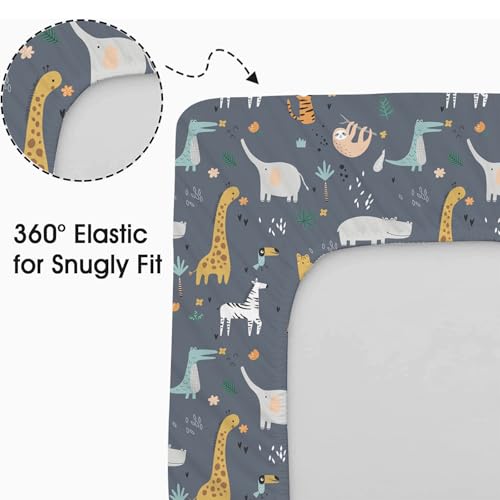 Image of Little Grape Land Bassinet Sheets for Baby Boys Girls 3 Pack, 33 inch x 18 inch Extra Soft Breathable Fitted Bassinet Sheets, Bedside Sheets Fit for Oval Rectangle and Hourglass Bassinet Mattress (Animal)