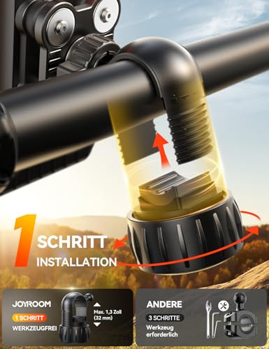 JOYROOM 2026 Handyhalterung Fahrrad Vibrationsgedämpft Universal Handyhalter Motorrad, Anti-Shake Handy Halterung Fahrradlenker für iPhone 17/16/15 Pro Max, Samsung S26/S25 Ultra, Smartphone 4,7\-7\