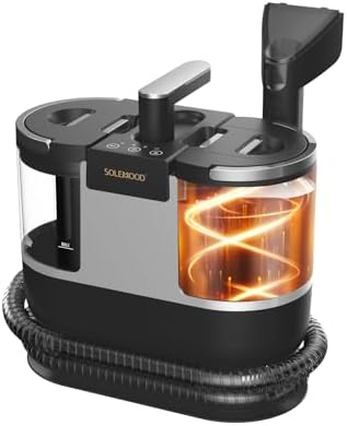 （07:00時点） 【100℃高温蒸気×16000Pa超強吸引力】SOLEMOOD カーペットクリーナー 家庭用スチームクリーナー 汚れを浮かせて強力吸引 カーペット洗浄機 布洗浄機 ソファクリーナー 絨毯クリーナー 染み抜き機能付 ソファ/絨毯/マットレス/車内/ぬいぐるみ/ペットシート対応 乾湿両用 コンパクト (墨色)