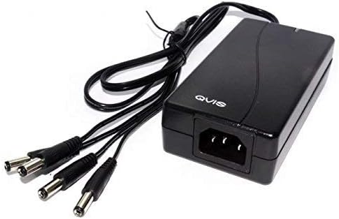 Qvis 12V 5A 4-Way CCTV Camera Power Supply with UK 3-Pin Power Lead PSU Jacks Regulated