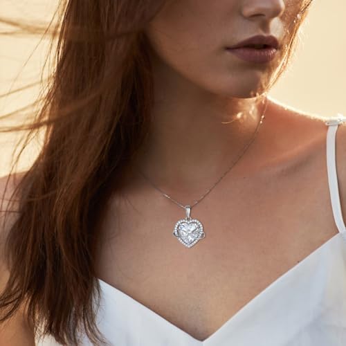 STARCHENIE Rose Necklace for Women 925 Sterling Silver Heart Pendant Necklace Birthstone Jewelry3