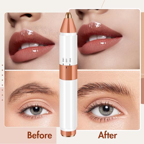 Image of Acavado 2-in-1 Dual Head Eyebrow Trimmer & Flawless Facial Hair Removal for Women, Painless & Gentle Facial Hair Remover for Brows, Chin, Upper Lip, Cheeks, Type-C Charging for Women, White AU3