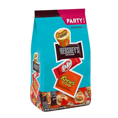 Hershey's Kitkat & Reese's Assorted Party Pack 946g (33.38oz) | Miniature Size Chocolates | Quick Gift | Lunchbox Treats | Bulk Candy Bag | Individually Wrapped Mini Chocolate Mix