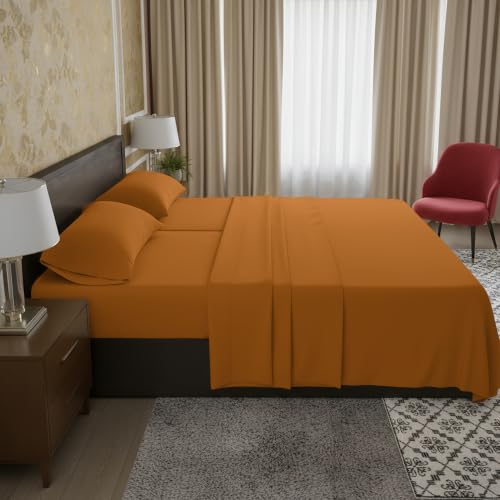 Elegant Comfort Zestaw pościeli, głęboka kieszeń do 40 cm, mikrofibra, jasnobrązowy, Split King