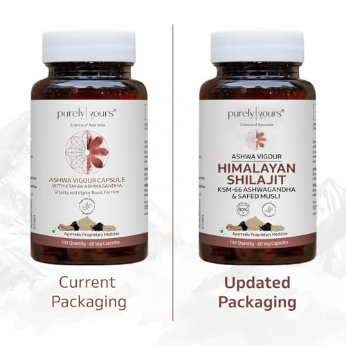 Image of Purely Yours Shilajit /Shilajeet Capsules w / 80% Fulvic Acid & KSM 66 Ashwagandha | eq. 8100mg /Serving | 60 Servings | Boost Stamina, Strength & Muscle Growth | 120 Capsules