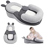 Delousiber Baby Feeding Pillow for Newborn, Anti Overflow Feeding Pillow for Reducing Spit-Up, Safety Nursing Pillow Baby Lounger Reflux Wedge Breastfeeding, Bottle Feeding Support for Newborn