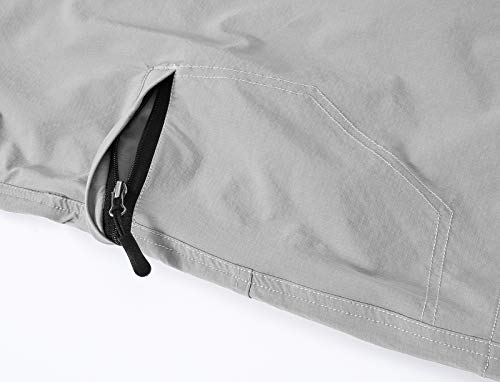 Basudam Men's Cargo Hiking Shorts Stretch Quick Dry Lightweight Work Shorts 6 Pockets For Camping Travel Light Grey 34 #TOP4