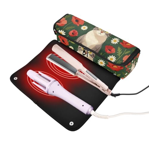 Bolso organizador de viaje para herramientas de cabello resistente al calor con base para planchas, rizadores, alaciadores y cepillos miniatura 2
