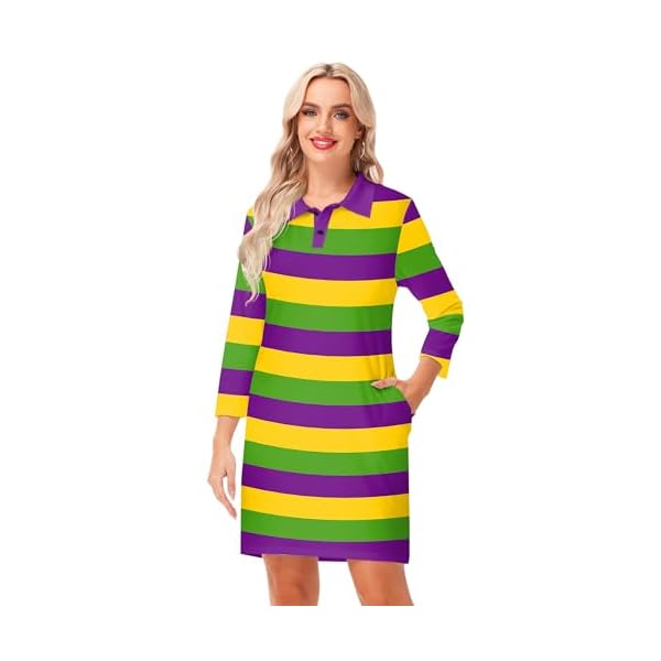 Remimi Womens St. Patricks Day Striped Dresses Irish 3/4 Sleeve Dress